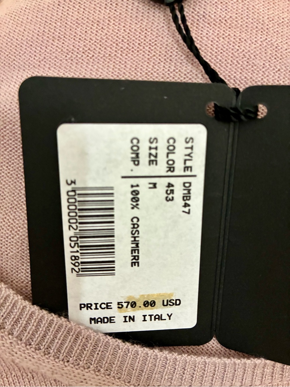NWT Manrico Cashmere Classic Scoop Neck Long-Sleeve Sweater in Dusty Rose - Picture 2 of 6